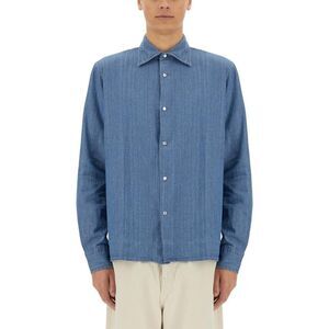 ASPESI Men's Long Sleeve Denim Style Snap Button Shirt Men DENIM Shirts